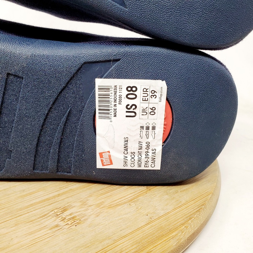 Fit Flop Shuv Clogs Womens 8 Blue Canvas Slip On Platform Shoes - Picture 13 of 15